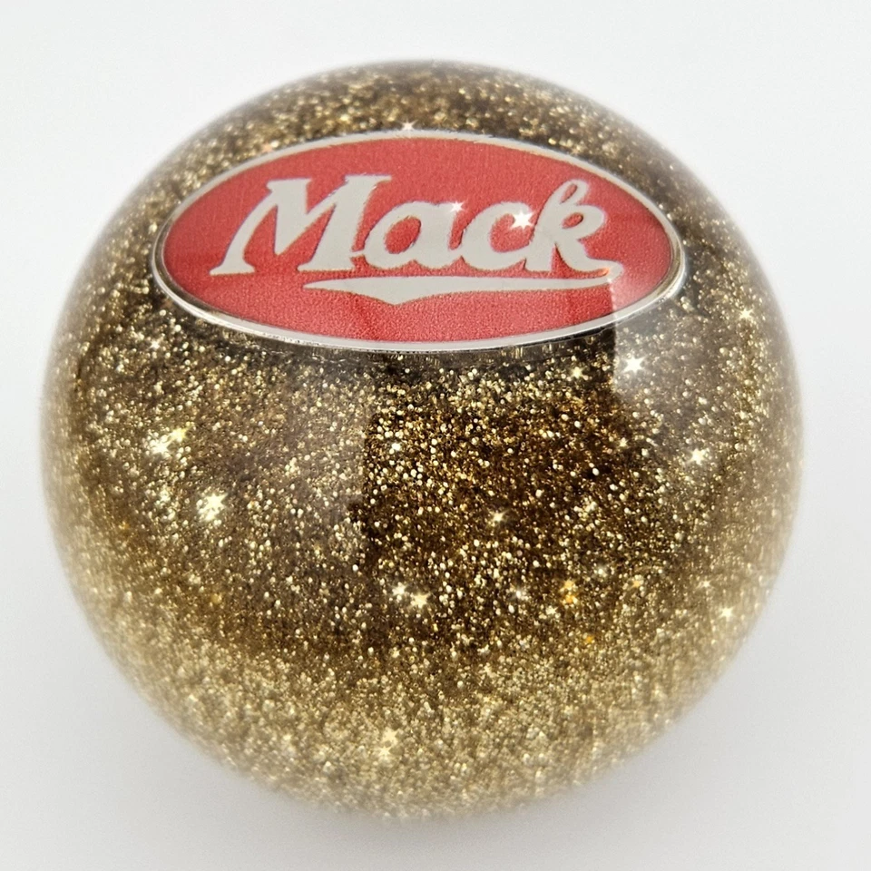 Perilla de cambio Mack Vintage Roadway estilo Hanco semi camión dorado brillo Foto 2 de 3