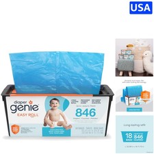 Easy Roll Diaper Pail Refill - 18 Bags, Odor Control for 846 Newborn Diapers