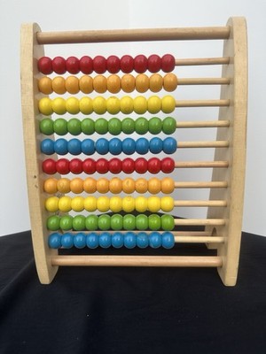 Hape Wooden Rainbow Bead Abacus Educational Counting Toy Pre-owned