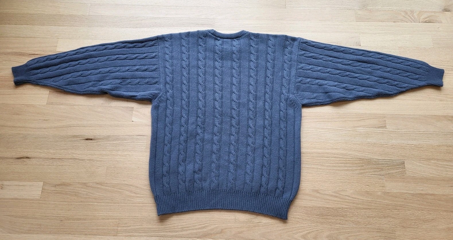 JOHNSTON OF ELGIN Mens Cashmere Cable Sweater Blue Large 42" 107cm Scotland NEW image 3