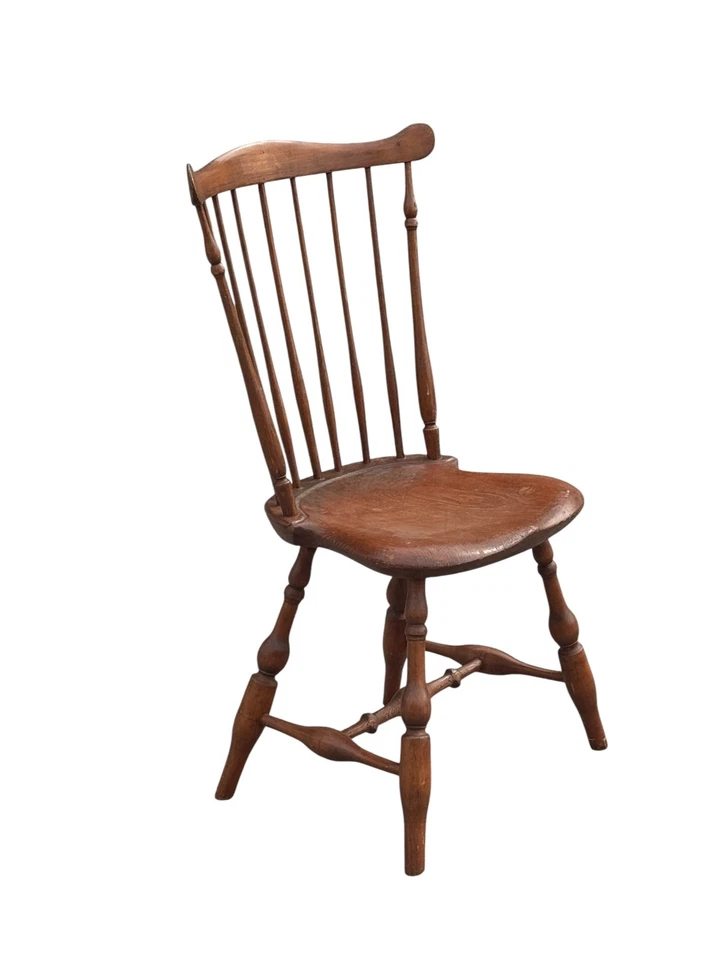 Antique Windsor chairs 18th century fan back pair primitive country chairs - Image 2 of 4