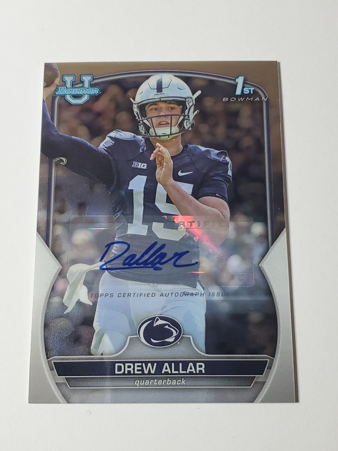 2022 Bowman Chrome U Football Drew Allar Auto Autograph Penn State Lions 🦁 