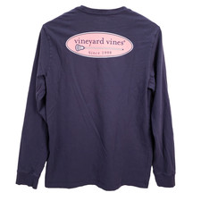 Vineyard Vines Shirt Boys XL  18  Blue Long Sleeve Lacrosse Logo 100 Cotton