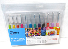Be Craftee Pack of 12 Extra Long Crochet Hooks Assorted Sizes Bright Colors