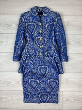 Escada by Margaretha Ley Vintage 90s Wool/Silk Gold Button Blazer Skirt Suit 34