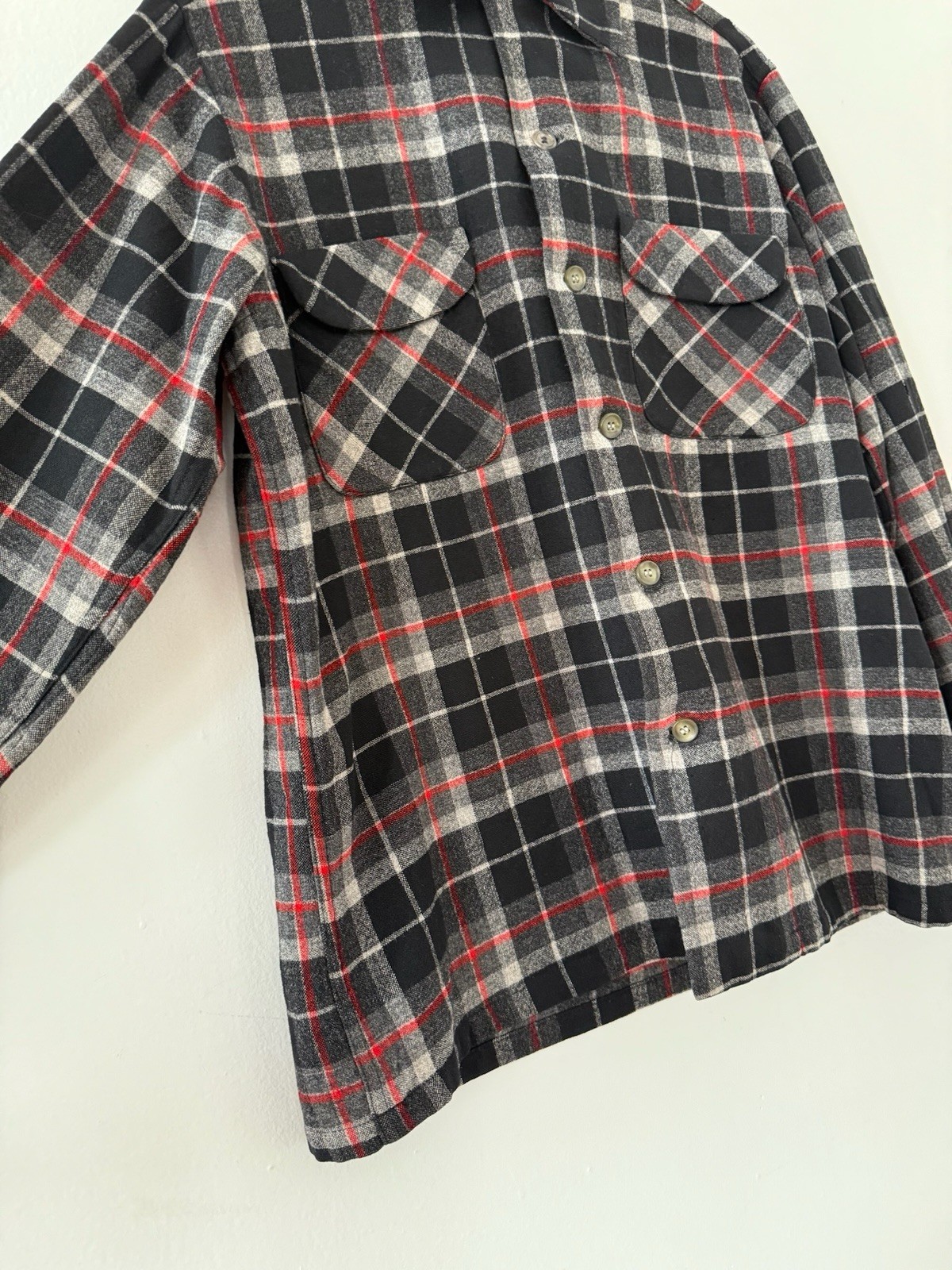 1950s 60s Pendleton Shadow Plaid Wool Loop Collar… - image 8