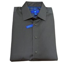 Non iron slim fit stretch button up men's shirt in size M blue grey