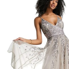 ASOS Design Floral Sequin Embellished Midi Dress Womens 6 Formal