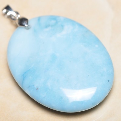 Pendentif En Argent Sterling 925 Avec Larimar Bleu – Fermoir 1,5 Pouce – Pierre Naturelle Des Caraïbes