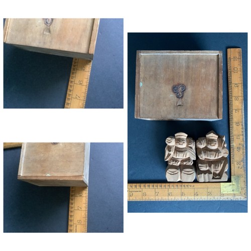 Vintage Holz geschnitzt Glücksgötter Ebisu & Daikoku Skulptur Volkskunst japanisch + Box - Bild 22 von 24