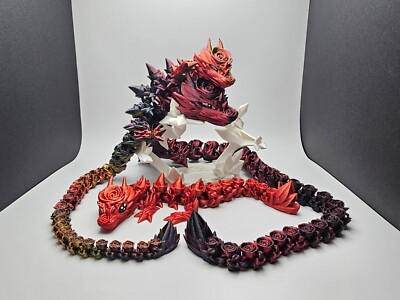 Rose Crystal Flexi Dragon - 3D printed articulating joint fidget toy!