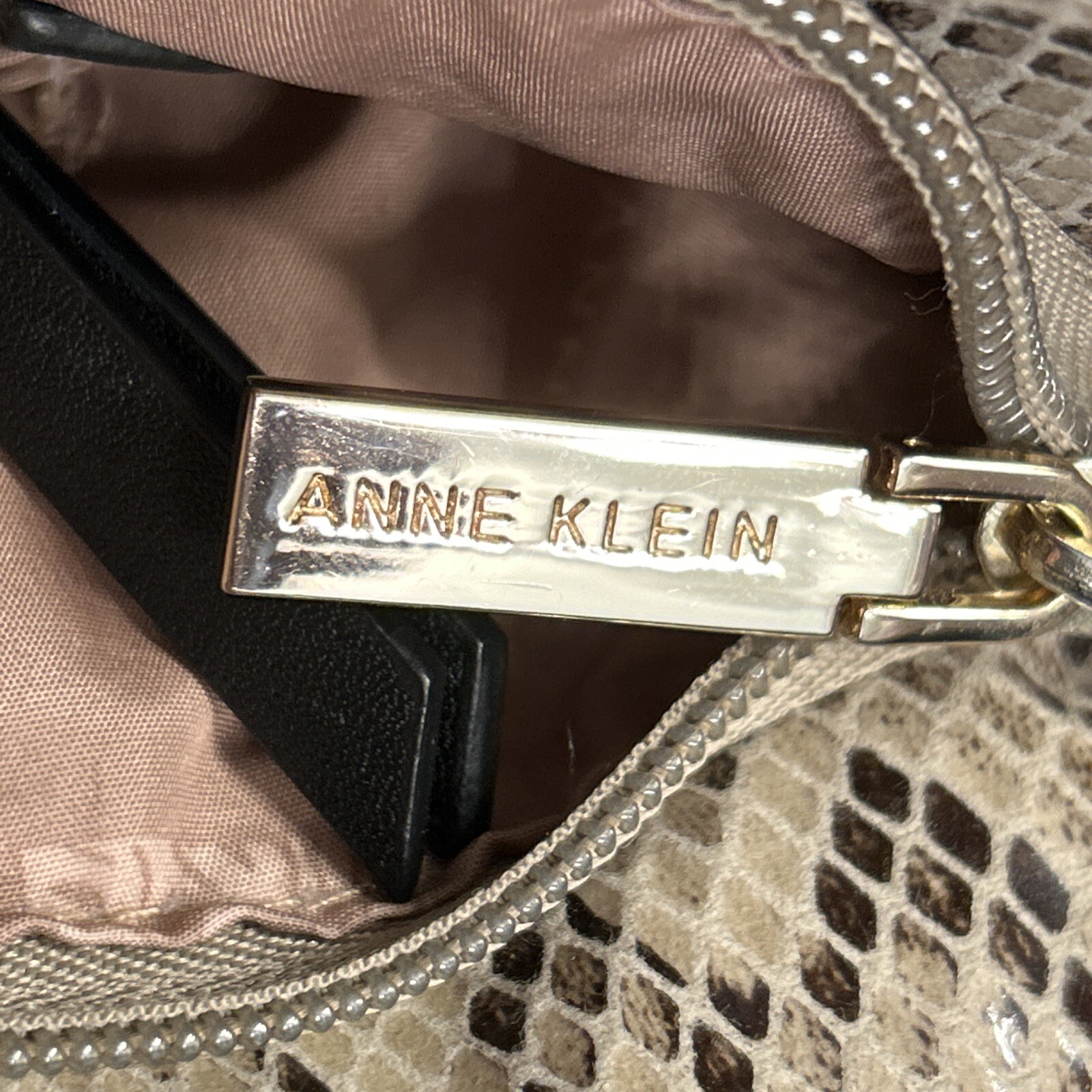 Anne Klein Brown Python Print Shoulder Bag Purse - image 13