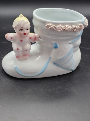 VTG 1961 Relpo Pink Baby Shower Bootie Planter Pot Japan 5158A Sampson Imports