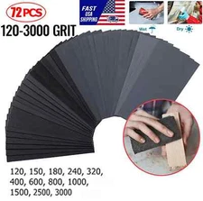 72pcs Wet Dry Sandpaper 400 600 800 1000 1500 2000 2500 3000 Grit Assorted Wood