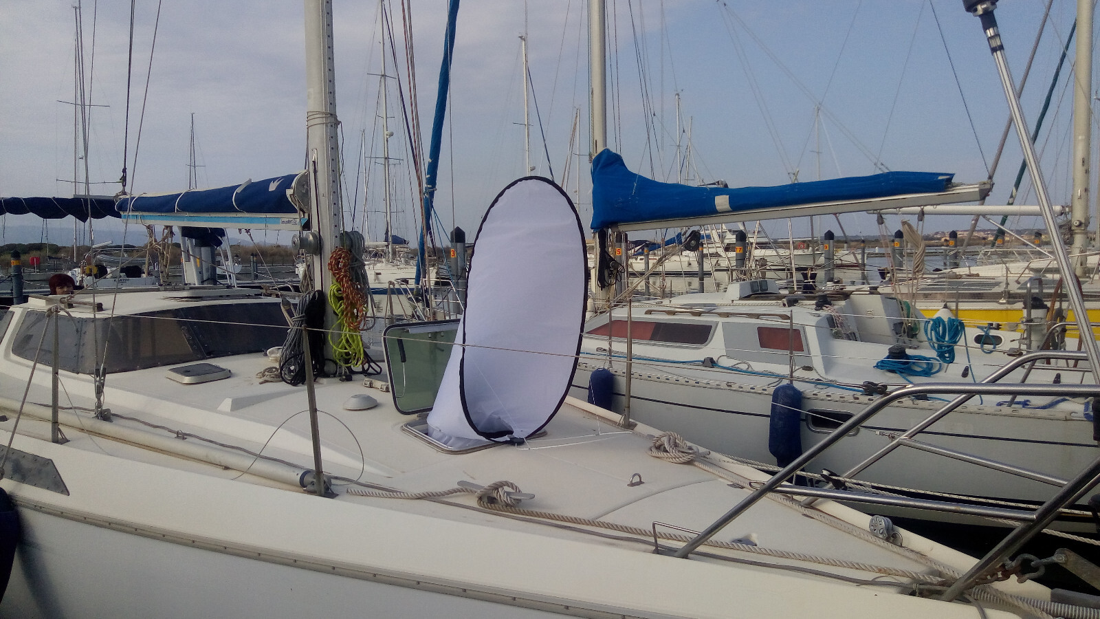 Manche à air marine autoportante en toile technique et moustiquaire fine