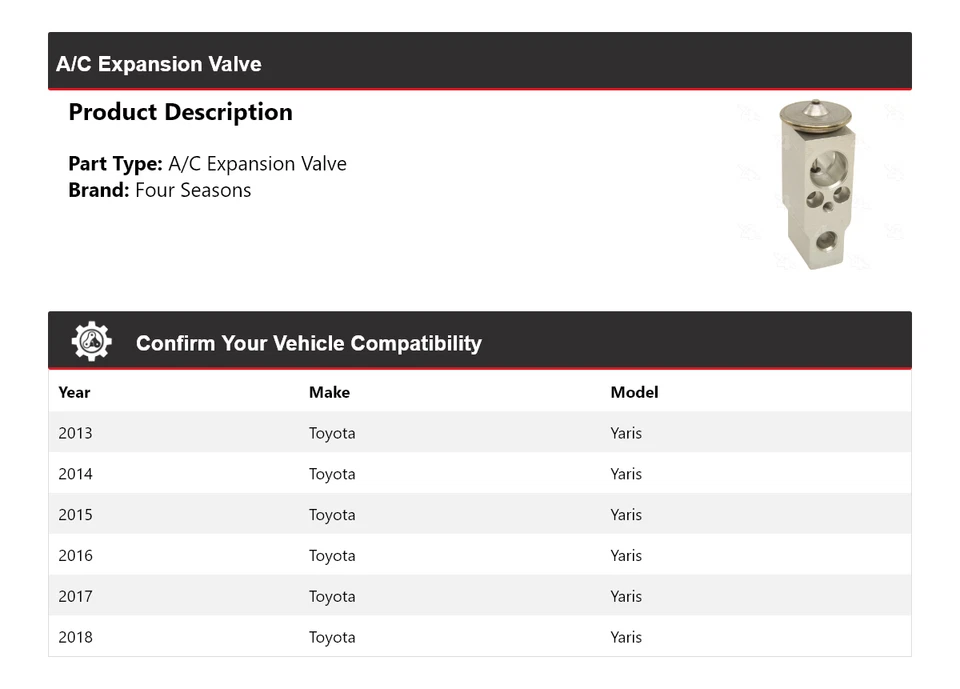 For 2013-2018 Toyota Yaris A/C Expansion Valve 4 Seasons 2014 2015 2016 2017 - Image 2 of 4