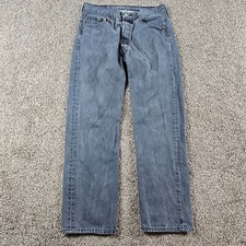 Levis 501 Jeans Mens 30x28 Gray Straight Leg Button Fly Distressed Grunge Cowboy