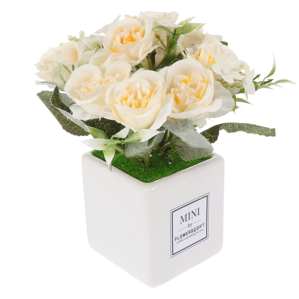 Artificial White Rose Flowers in Vase for Wedding Decoration eBay