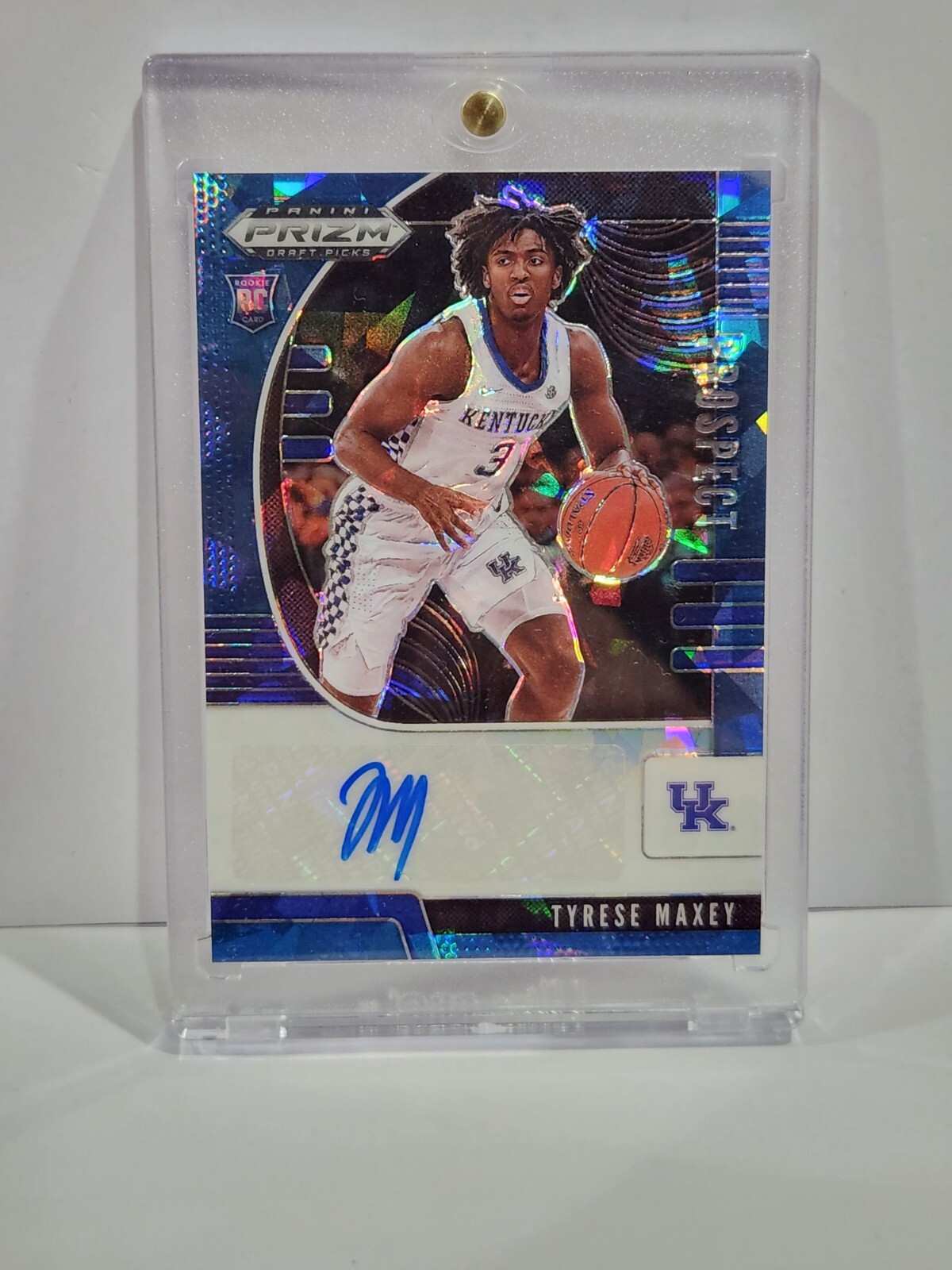TYRESE MAXEY 2020 PANINI PRIZM DRAFT PICKS BLUE CRACKED ICE RC AUTO #/75 SP