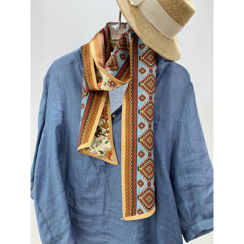 New Boutique 2025 30% Silk 70% Wool Double Sided Long Scarf Shawl Printing
