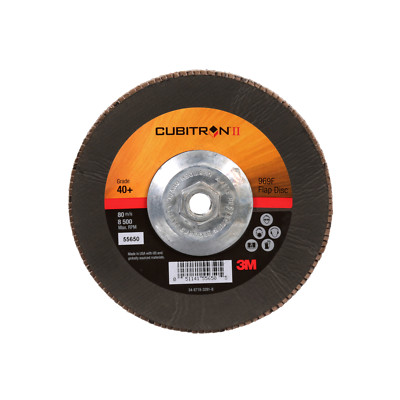 3M Cubitron II Flap Disc 967A, 40+, T29 Quick Change, 7 in x 5/8''-11,Giant
