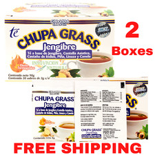 2 PACK Chupa Grass Ginger Jengibre Thermogenic Tea 60 Day Supply Linaza Flax Tea