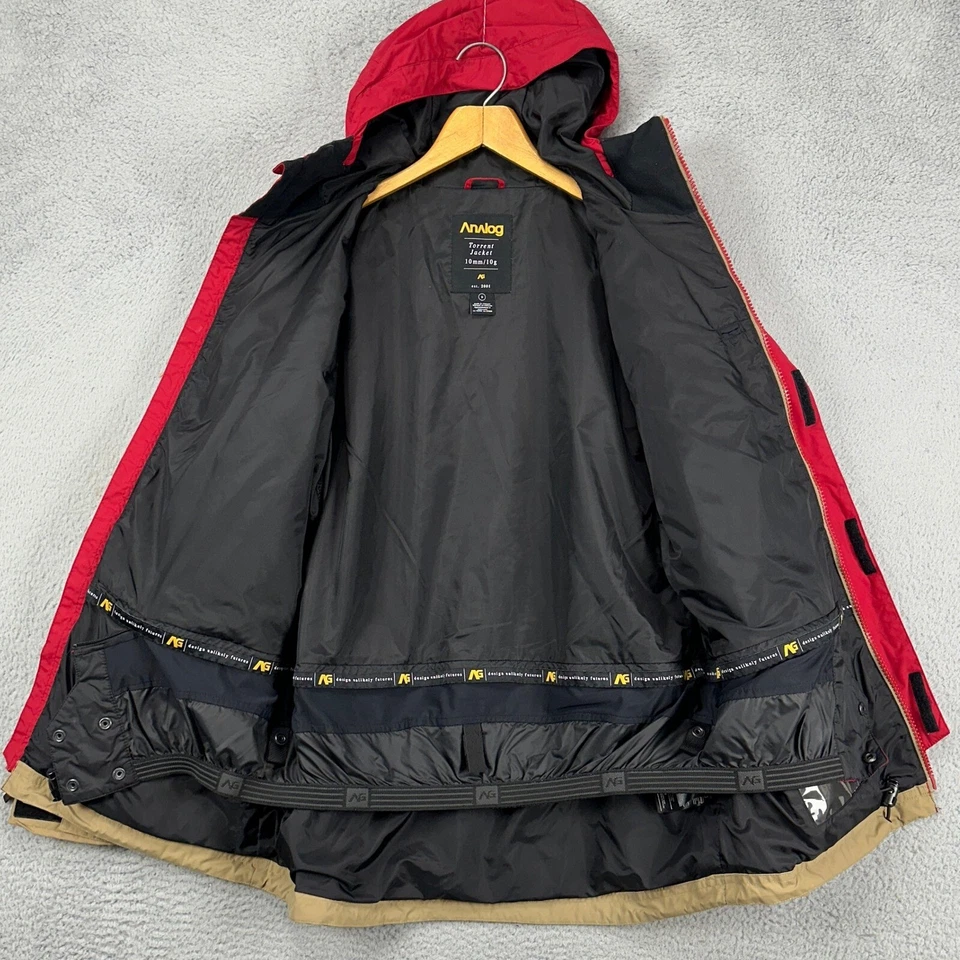 Chaqueta Torrent Analog AG Para Hombres Pequeña Roja Marrón Bloques de Color Nieve Esquí Con Capucha Cremallera Foto 4 de 4