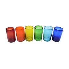 Rainbow Colored 14 oz Drinking Glasses (set of 6), Recycled Glass, Lead-free,...