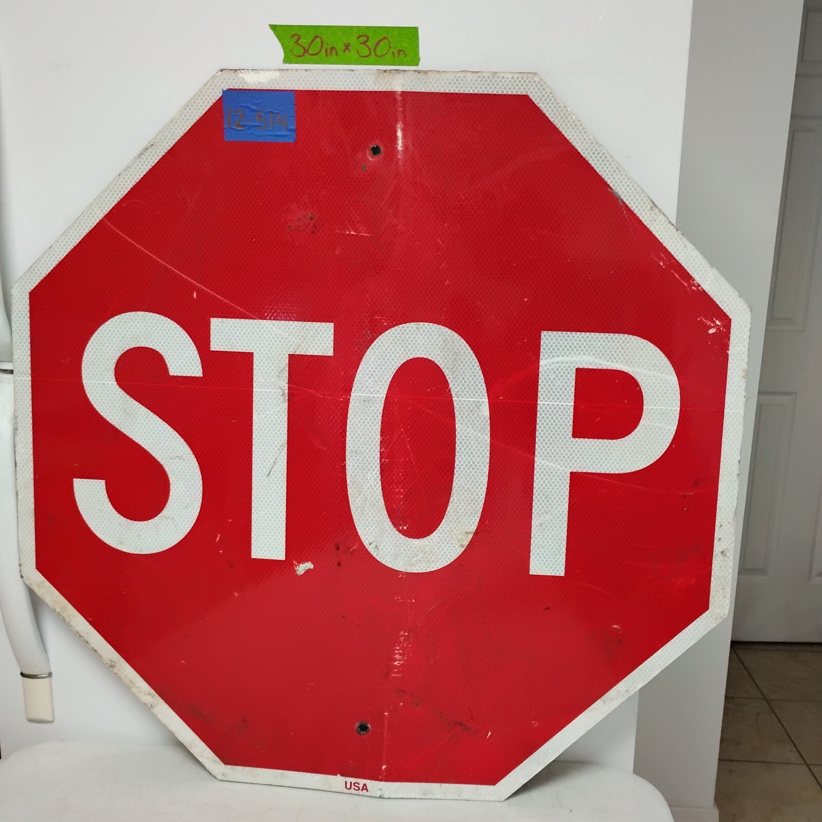 Stop Sign 30" Authentic Retired Street Traffic Road Sign Lot 12-514