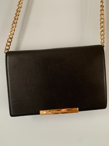 michael kors black clutch with gold chain