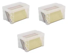 Advantus 40307 Super Stacker 3" x 5" Index Card Box Clear 3 Boxes 40307