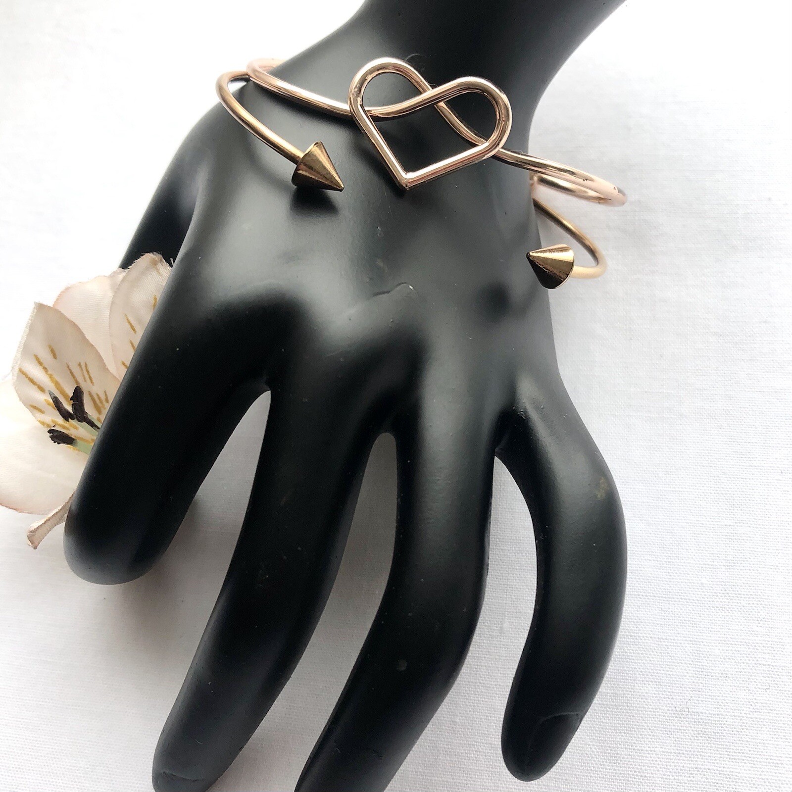 Heart Arrow Bangle Bracelets Stackable Copper Ton… - image 3