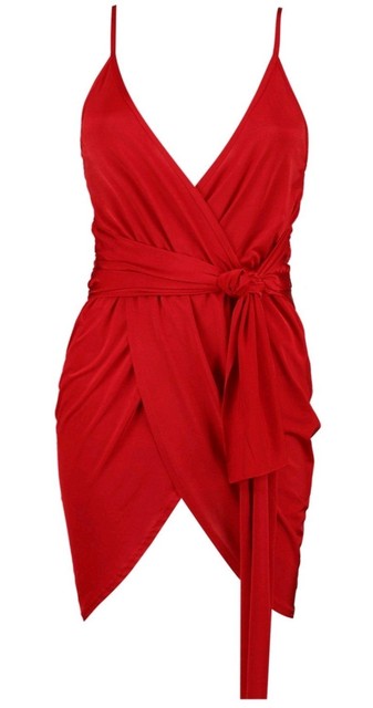 wrap belted bodycon dress