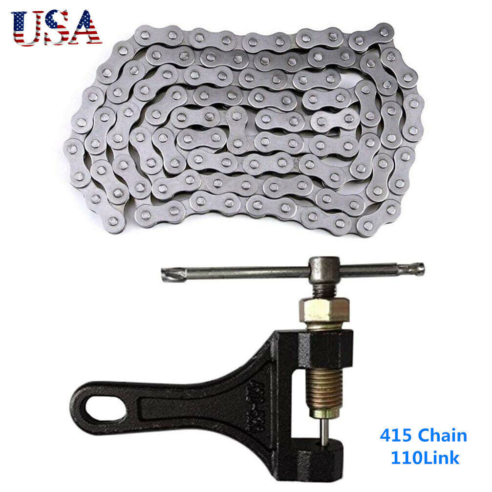 415 Chain 110links+ Breaker For Motorized Bike Bicycle 49/50/66/80cc
