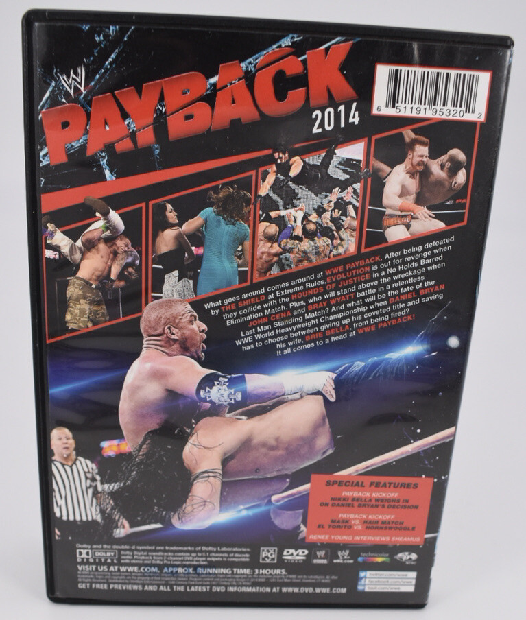 WWE Payback 2014 DVD Wrestling Triple H John Cena Daniel Bryan The Shield