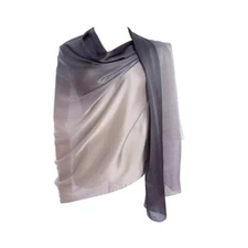 Women's Scarves 100% Silk Long Lightweight Scarfs for womengrey white