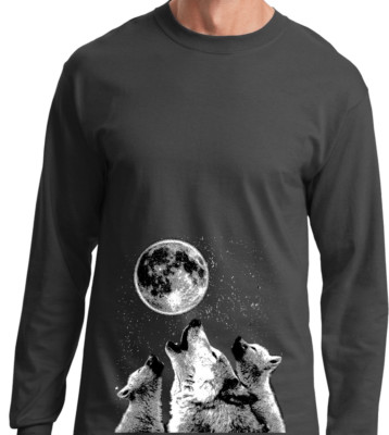 Wolves T-shirt Howling at the Moon Long Sleeve