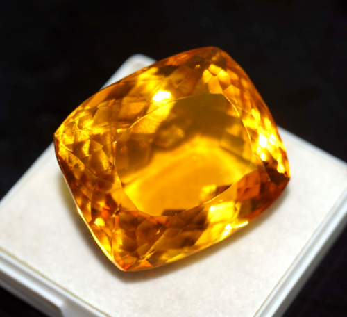 Natural Certified 177.10 Ct Cushion Cut Yellow Citrine Brazilian Loose Gemstone - Picture 1 of 6
