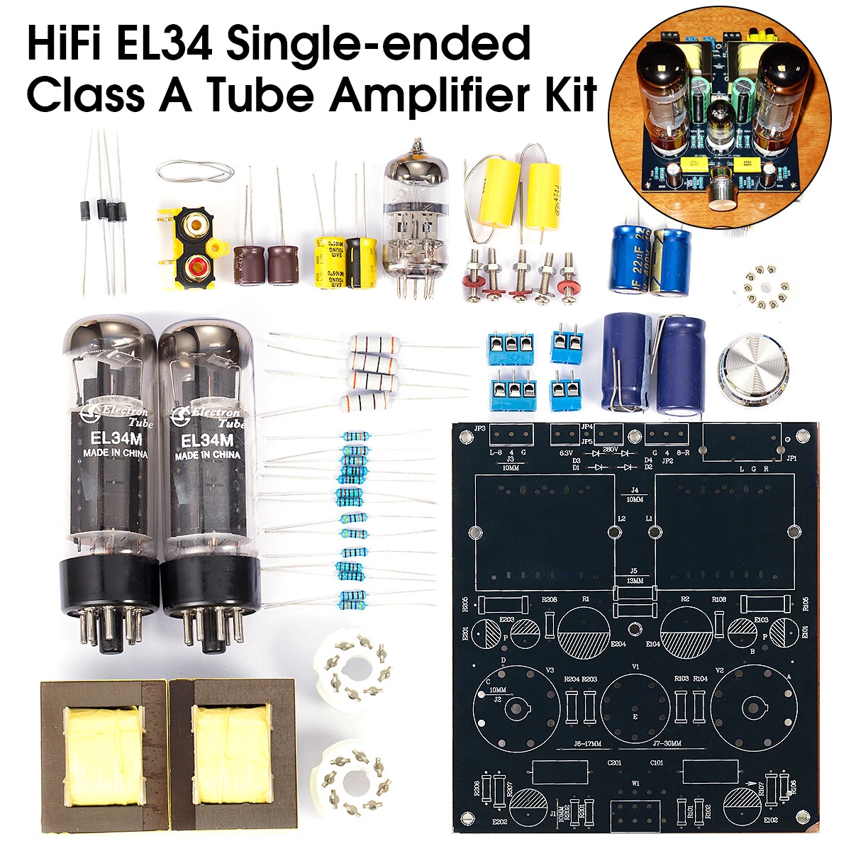 HiFi EL34 Valve Tube Amplifier Mini Class A Stereo Audio Power Amp