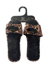 NWT INC Slippers Womens 7-8 Leopard Print Tassels Slipon Slides New 30
