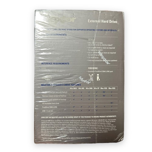 MAXTOR ONETOUCH II External Hard Drive 300 GB 7200 RPM Brand New Factory Sealed! - Picture 6 of 7