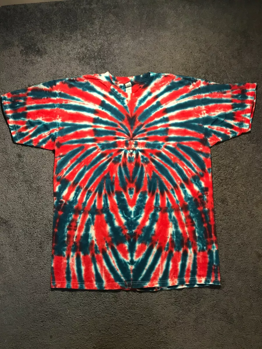 Red, White & Blue Chaos Spider Tie Dye / Large / Custom Tie Dye T-Shirt