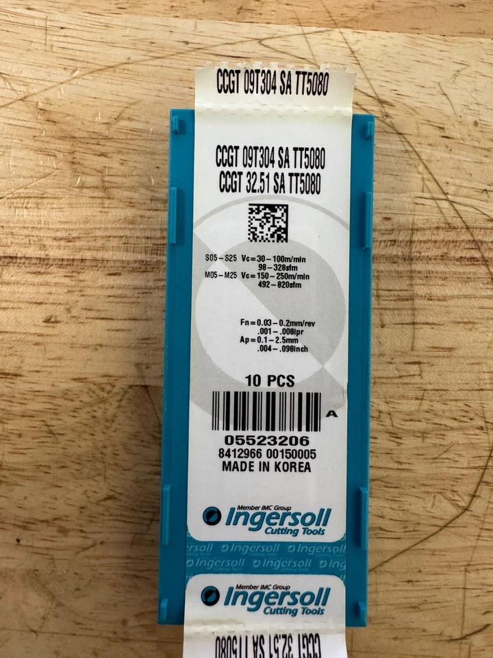 Inserto de torneado Ingersoll: CCGT 09T304 SA TT5080 CCGT32.51SA TT5080 carburo 9 piezas Foto 2 de 2