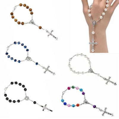 Katholische Eine Dekade Rosenkranz Perlen Armband Clasp Our Lady of Dolours - Bild 1 von 4
