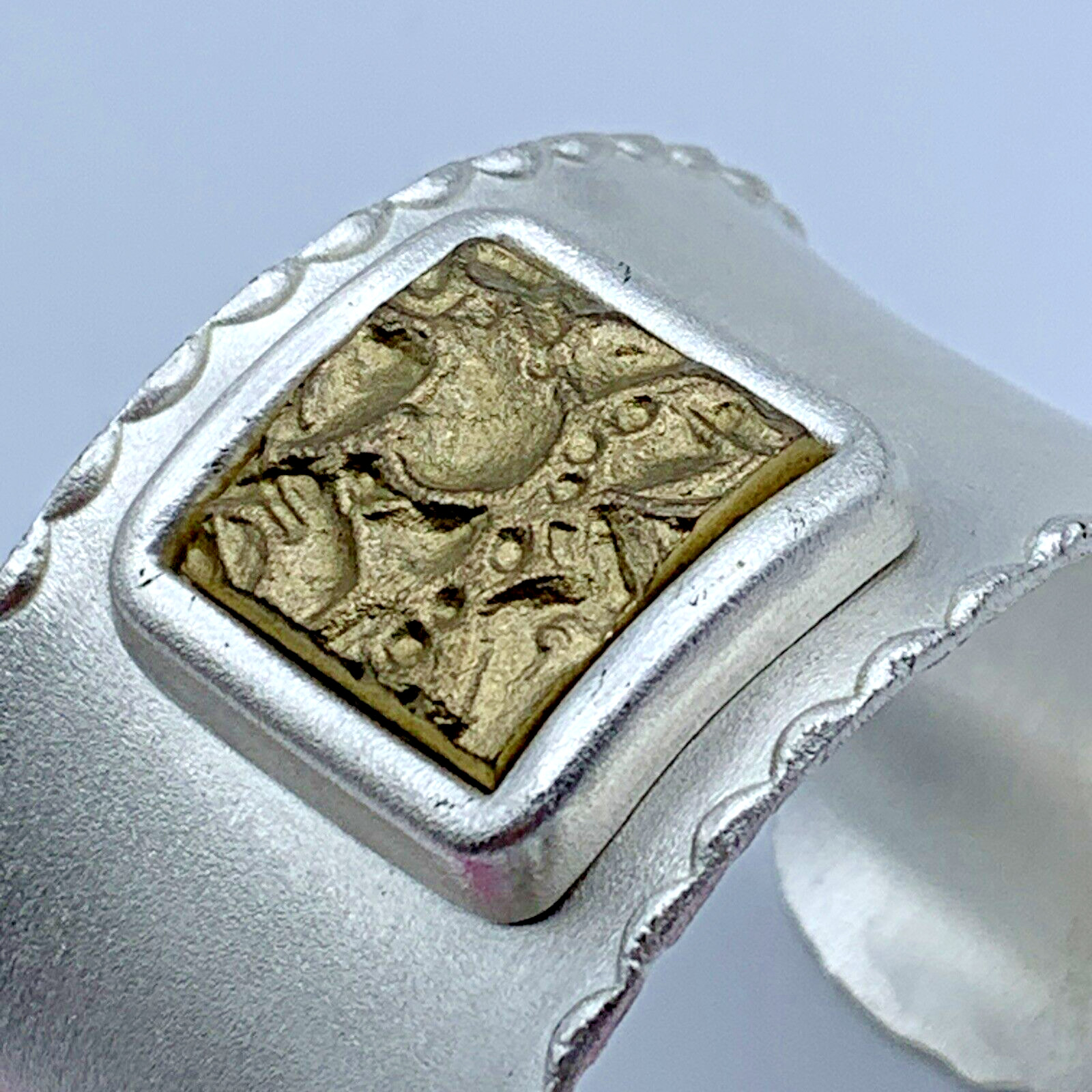 Rustic Cuff 6.75 in Silver Tone Cuff Bracelet B3-… - image 7