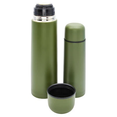 Thermosflasche Oliv Edelstahl Outdoor Thermoskanne Camping Isolierflasche Grün - Bild 1 von 2