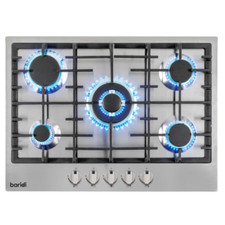 Gas Cooker Hob Burner 70cm, 5 Cooking Zones, Stainless Steel Baridi DH227 A