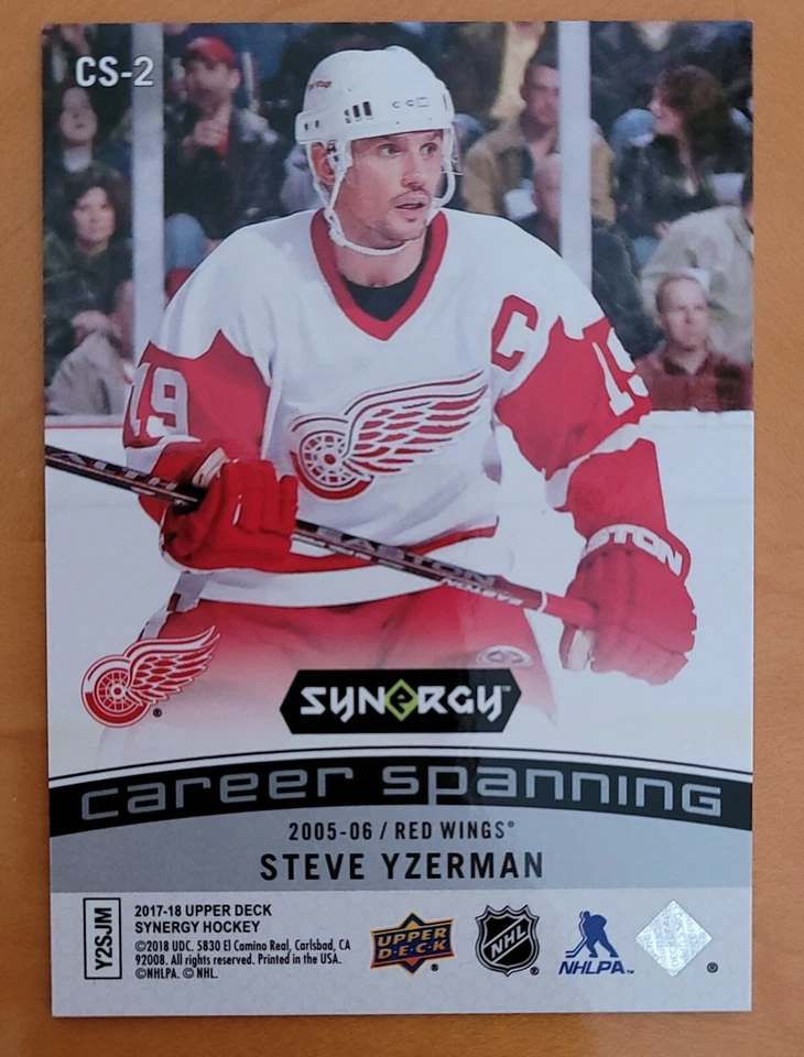 2017/18 UPPER DECK SYNERGY  CAREER SPANNING CS-2 STEVE YZERMAN RED WINGS - Image 2 of 2