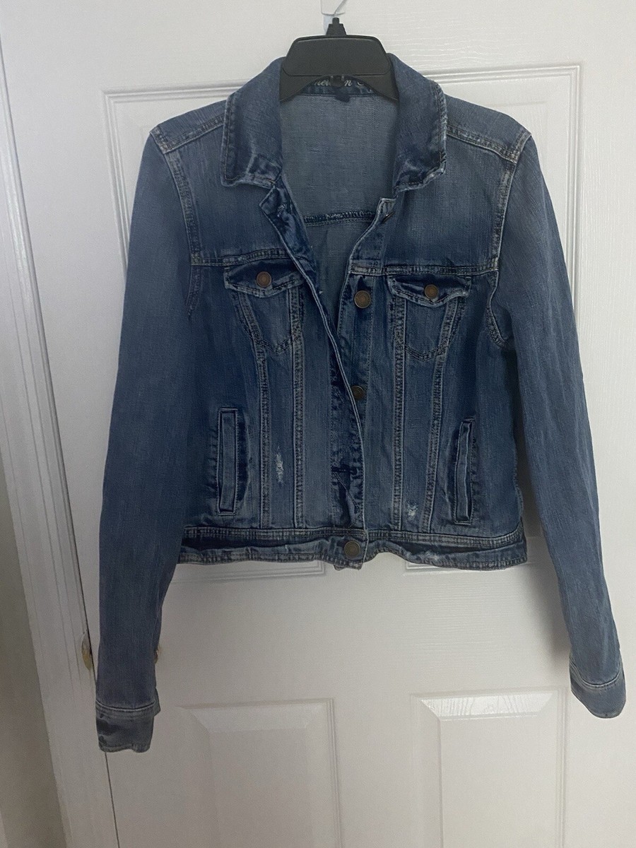 American Eagle Dungaree Jacket, Women XL, Preowned Blue Short