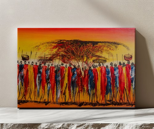 Kenyan Maasai African People Canvas Print Wall Art, Home Decor Wall Hanging - Picture 4 of 10